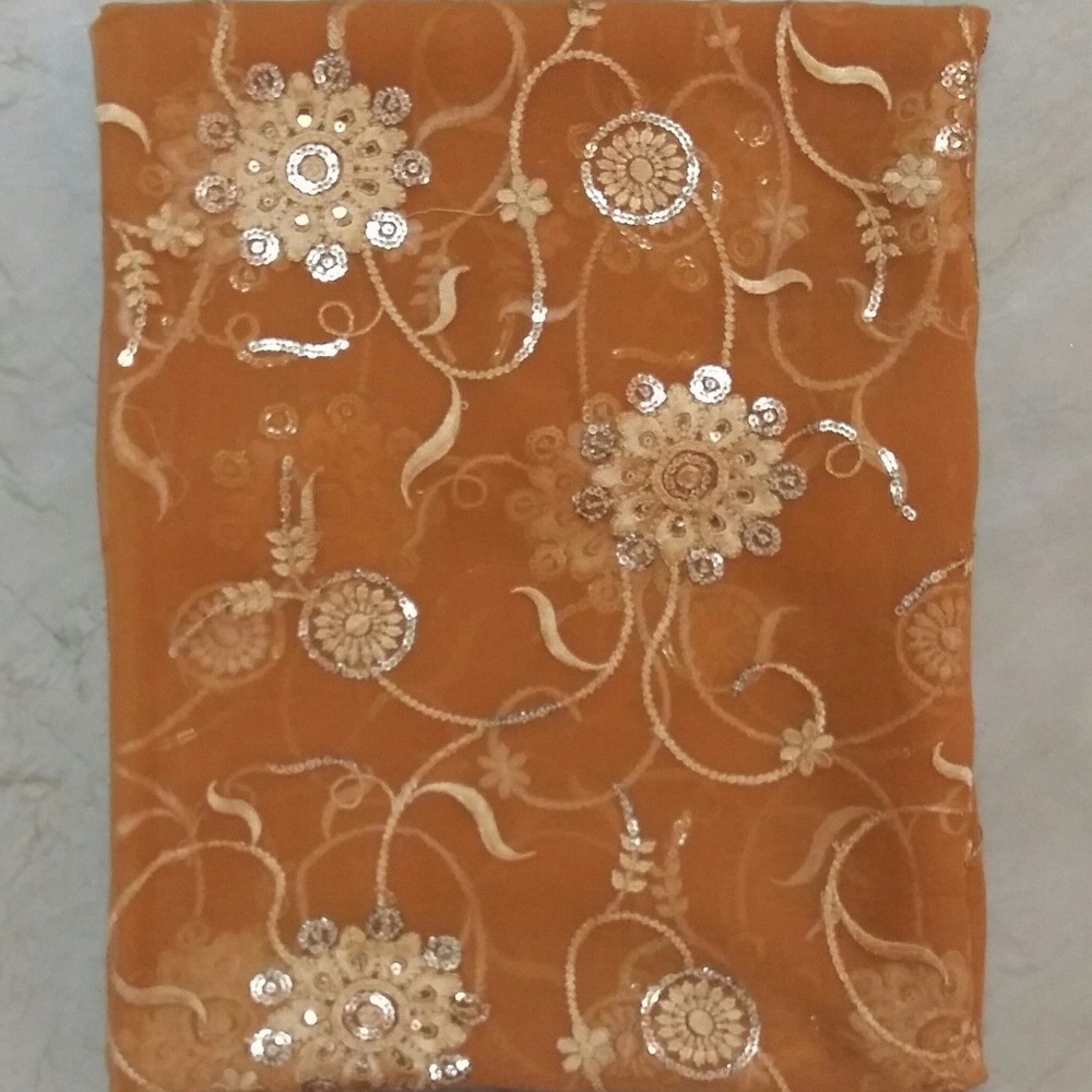 Indian Sequin Beaded Silk Scarf Wrap Stole